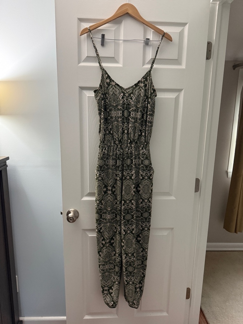 Show Me Your Mumu Olive Green and Cream Printed jumpsuit